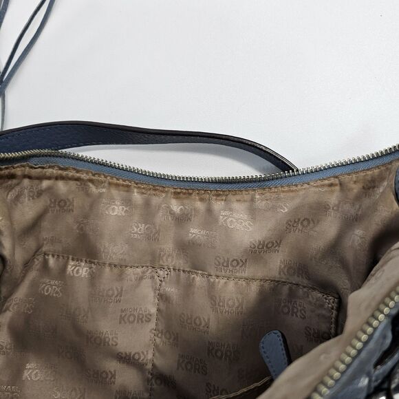 Michael Kors Megan Blue Leather Crossbody Bag with Chain Strap & Tassel Accent - Picture 5 of 12